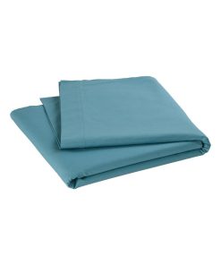 Drap plat pour lit bébé 100% coton Bio - 'P'tit Basile' - Bleu canard