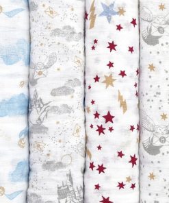 Lot de 4 maxi langes en coton Harry Potter (120 x 120 cm) - Gris