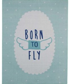Tapis enfant 95x125 BORN TO FLY MD Bleu fabriqué en Europe idéal pour Chambre - Bleu