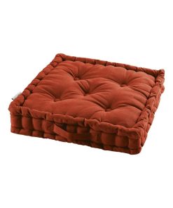 Coussin de sol 45x45 cm Panama terracotta coton - Rouge