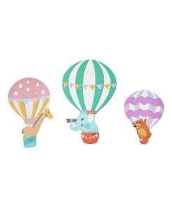 Lot de 3 patères Montgolfière | Déco de chambre de nourrisson | Pastel TD-13125A - Bleu