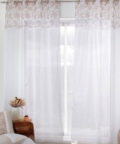Voilage à œillets 140x240 Rosa naturel - Blanc