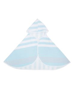 Drap de bain à capuche 2 en 1 en fouta - Aqua - Bleu