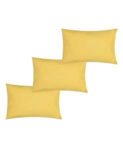 Lot x3 Taies d'oreiller 40x60 cm - 100% coton Bio - 'Ptit Basile' - Jaune or