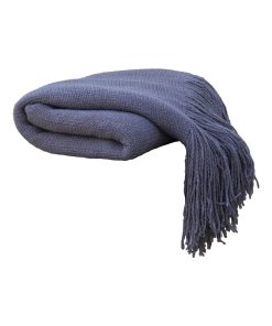 Plaid maille à franges 125x150 cm Sacha anthracite - Gris