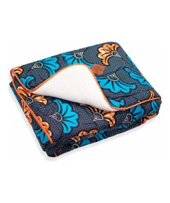 Grande couverture en coton, Wax Fleurs de mariage - Bleu