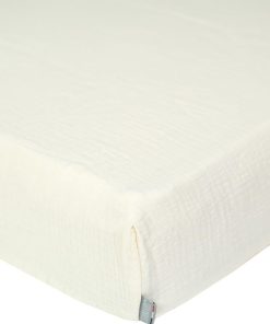 Drap housse uni en gaze de coton - Ecru
