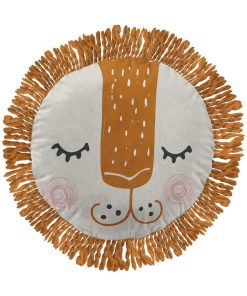 Coussin rond Charlie le lion - Marron