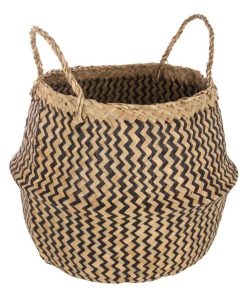 Panier tressé seagrass motif noir - Multicolore