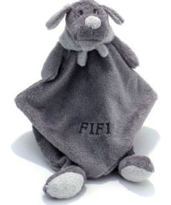 doudou Dimpel Chien Gris Fonce Foulard Gris Clair Fifi Plat - Gris