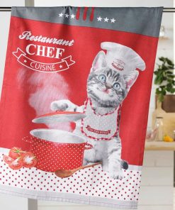 Torchon Restaurant du chat - Rouge