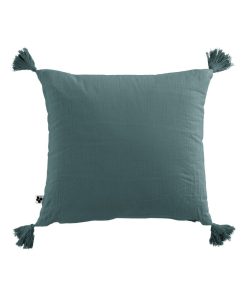 Coussin Double Gaze Coton Collection Gaia - Vert bouteille