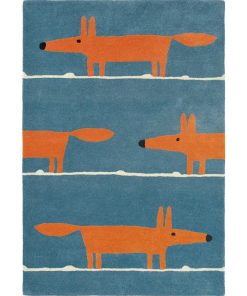Tapis enfant 120x180 MR FOX Bleu tapis tufté en pure laine vierge main ludique et coloré - Bleu
