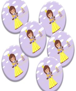 6 Badges Anniversaire 'princesse Mauve' | Fabrication Française - N/A