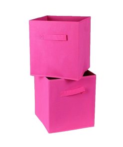 Cube De Rangement Intissé 28x28cm - Lot De 2 - rose fushia