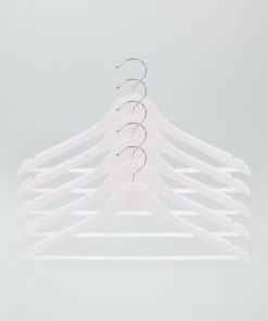 Lot de 5 cintres en bois mat - blanc