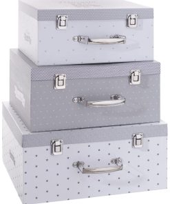 Lot de 3 malles de rangement Mon petit bric à brac gris - Gris