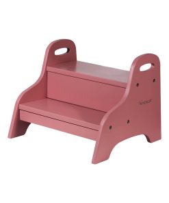 Marchepied enfant en bois - Rose rouge