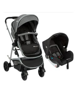 BEBECONFORT Poussette 3 en 1 Hello, avec nacelle intégrée + Siège auto Gr0+, Black Chic, - Gris Noir