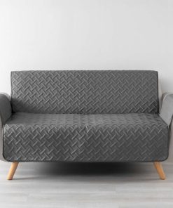 Protège canapé 2 places matelassé 223x179 uni Lounge anthracite - Gris