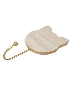 Lot de 3 patères bois chat naturel - Beige