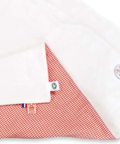 Couverture en Coton Bio Rex Blanc et Vichy - Orange