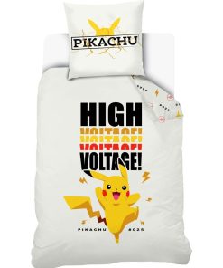Housse De Couette Pikachu Voltage et Taie D'oreiller Pikachu - 100% Coton - Blanc