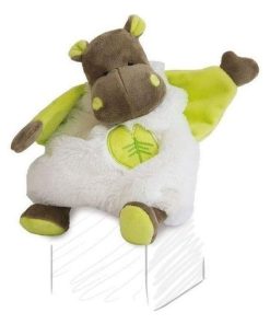 doudou Babynat Hippo Blanc feuille vert BN049 Bazile Plat - Blanc