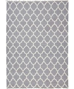 Tapis kilim 170x240 AFRIRA Gris fait main en laine Certification care and Fair idéal pour le salon - Gris