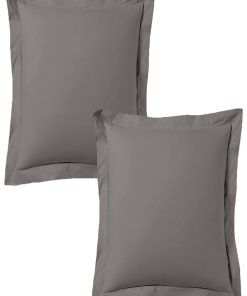 Blanc Avenue Lot De 2 Taies D'oreiller 63x63 Cm Satin De Coton - Gris