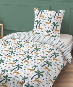 Parure housse de couette + taie d'oreiller 'Jungle' - Vert