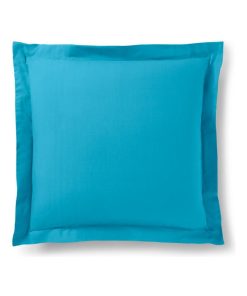 Taie d'oreiller Turquoise 63 x 63 cm volant plat piqué / 100% Coton / 57 fils/cm² - Bleu