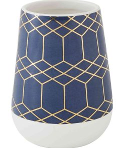 Guy Levasseur - Porte brosse à dents en céramique blanc à motifs - Bleu