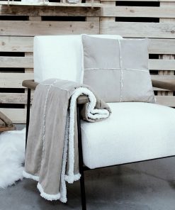 Ensemble plaid et coussin assorti uni 'WINTER SPIRIT SOFT&COSY' 'TODAY' - Beige