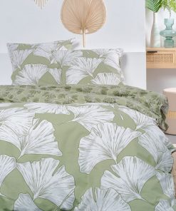 Parure de lit 'feuillage' - 2 personnes - Vert