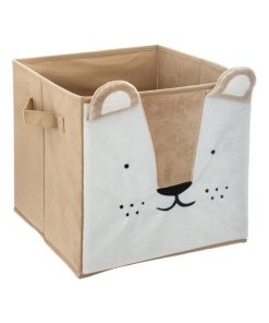 Bac de rangement pliable lion velours - Beige