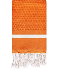 Fouta traditionnelle en coton 2x2m en nid d'abeille Melissa - Orange