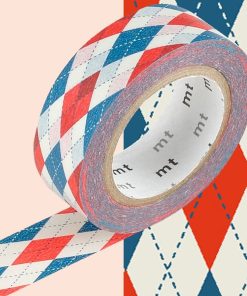 Masking tape damier - Rouge et bleu - 1,5 cm x 7 m - N/A