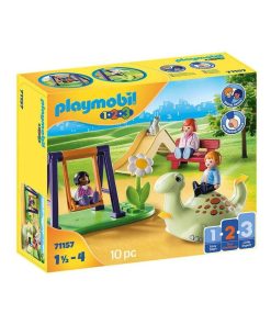 71157 Aire de jeux avec balancoire, toboggan et dinosaure a bascule - N/A