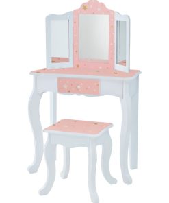 Coiffeuse enfant en bois table maquillage miroir tabouret Fantasy Fields Teamson TD-11670Q - Rose