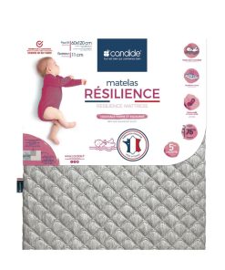 Candide - Matelas Bébé Résilience Déhoussable - 60x120x11cm - Gris