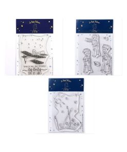 7 Tampons transparents Le Petit Prince dans son avion + Etoiles + Paysage - N/A