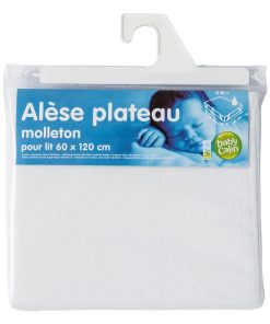 Alèse plateau en molleton lit bébé - Blanc