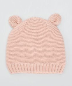Bonnet en maille tricot - Rose