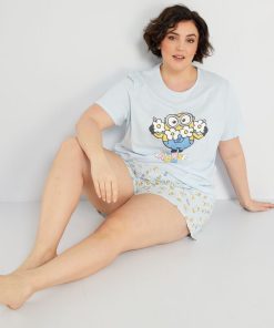 Pyjama court 'Les Minions' en jersey - 2 pièces - Bleu