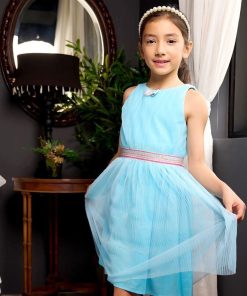 Robe Qui Tourne Fille Bleu Ciel Paillettes HEPBURN - 'LA FAUTE A VOLTAIRE' - Bleu clair