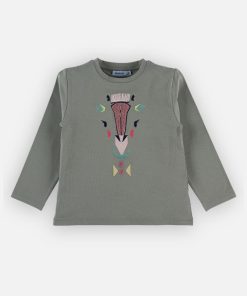 T-shirt en coton girafe, kaki - Vert