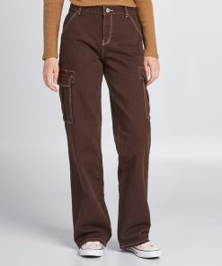 Pantalon avec poches à rabats - Marron