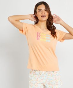 Ensemble pyjama short - 2 pièces - Orange/blanc