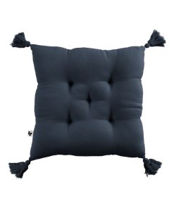 Coussin de chaise Assise matelassée gaze de coton - Bleu marine